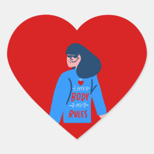 my body my rules my choice woman heart sticker