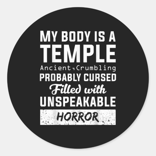 My Body Temple Ancient Crumbling Cursed Christmas  Classic Round Sticker (Front)