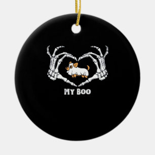 My Boo Chihuahua Costume With Skeleton Heart Hands Ceramic Tree Decoration