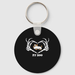 My Boo Chihuahua Costume With Skeleton Heart Hands Key Ring