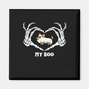 My Boo Chihuahua Costume With Skeleton Heart Hands Magnet