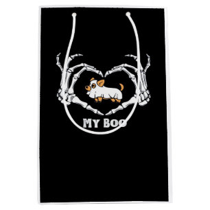 My Boo Chihuahua Costume With Skeleton Heart Hands Medium Gift Bag