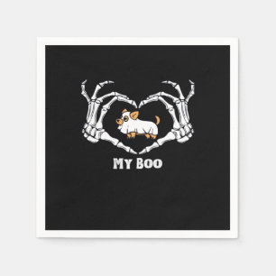 My Boo Chihuahua Costume With Skeleton Heart Hands Napkin