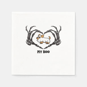 My Boo Chihuahua Costume With Skeleton Heart Hands Napkin