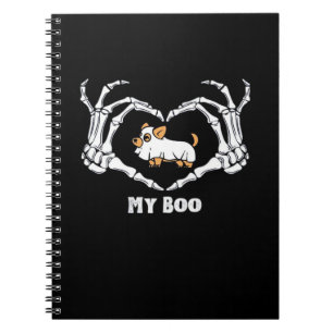 My Boo Chihuahua Costume With Skeleton Heart Hands Notebook