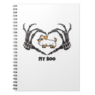 My Boo Chihuahua Costume With Skeleton Heart Hands Notebook