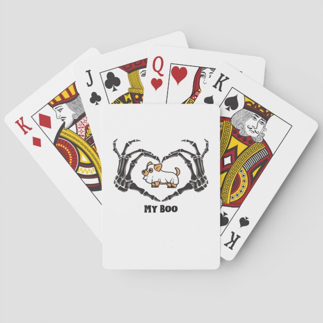 My Boo Chihuahua Costume With Skeleton Heart Hands Playing Cards (Back)