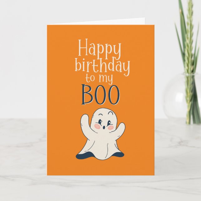 My Boo Cute Halloween Ghost Pun Funny Birthday Card (Front)
