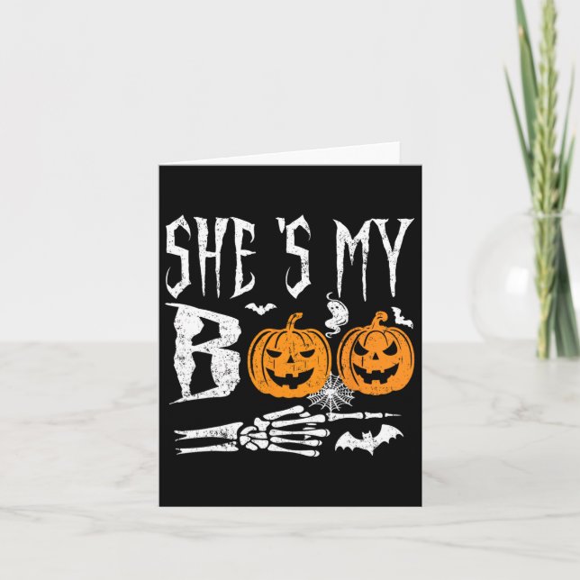 My Boo Skeleton Hand Pumpkin Halloween Matching Fu Card (Front)