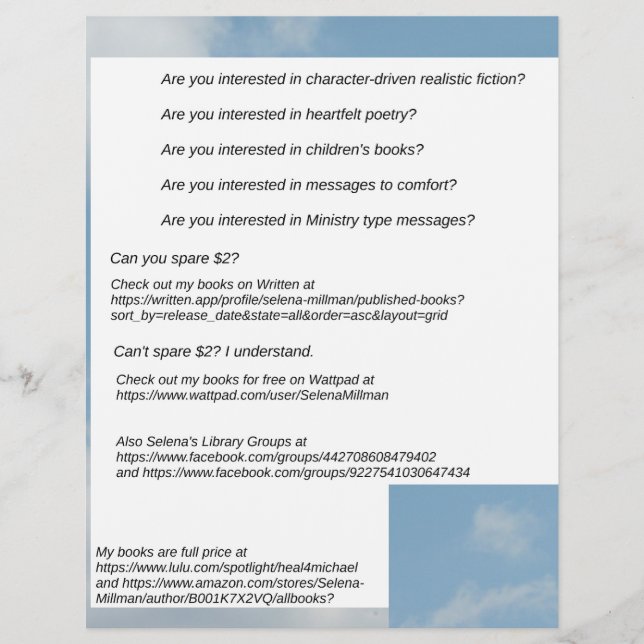 My Books Available  Flyer (Front)