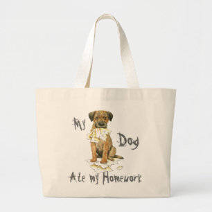 My Border Terrier Ate My Homework Large Tote Bag