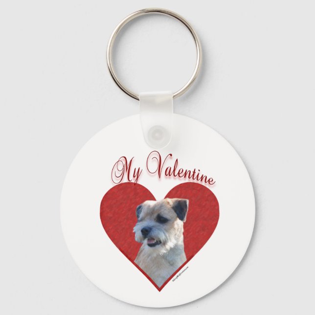 My Border Terrier Valentine Key Ring (Front)