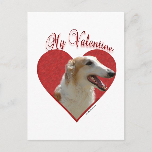 My Borzoi Valentine Holiday Postcard (Front)