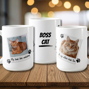 My Boss Has Whiskers Cat Paw Photo Typography Coffee Mug