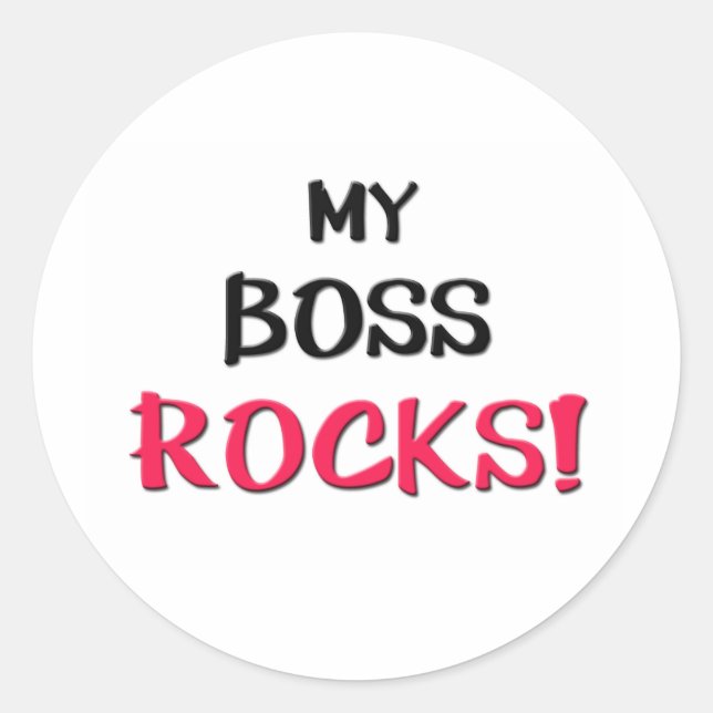 My Boss Rocks Classic Round Sticker (Front)