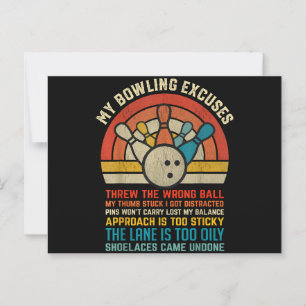 My Bowling Excuses Retro Vintage Funny Bowler Bowl Postcard