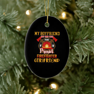 My Boyfriend Has Your Back Proud Firefighter Ceramic Tree Decoration