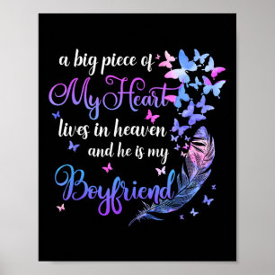 My Boyfriend Lives In Heaven Memorial Quote Poster