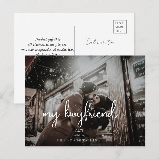 My Boyfriend Merry Christmas Holiday Wishes Photo Postcard (Front/Back)