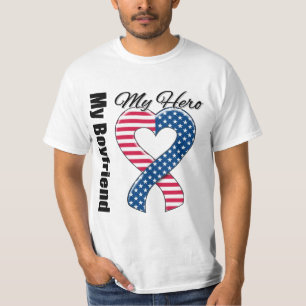 My Boyfriend My Hero Patriotic USA Ribbon T-Shirt
