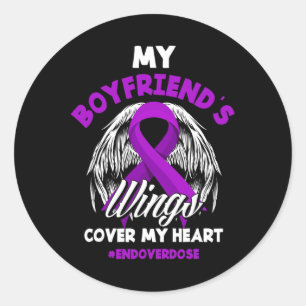 My Boyfriend's Wings Cover My Heart End Overdose Classic Round Sticker