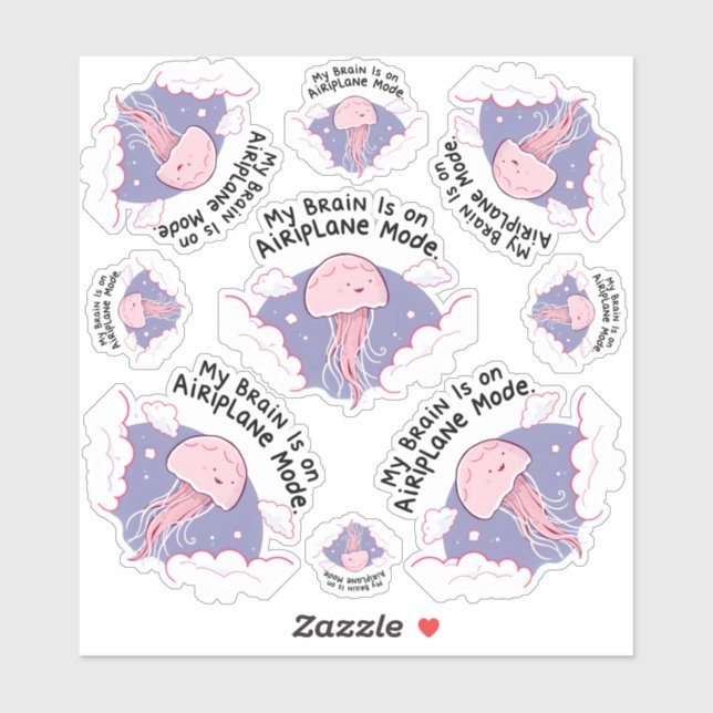 My Brain Airplane Mode Funny Jellyfish Brain Fog  (Sheet)