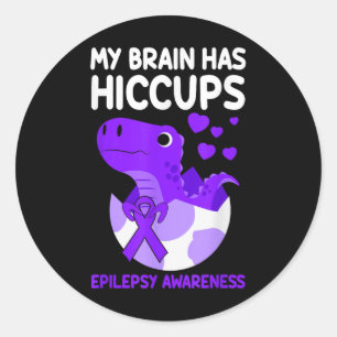 My Brain Has Hiccups Purple Ribbon Epilepsy Classic Round Sticker