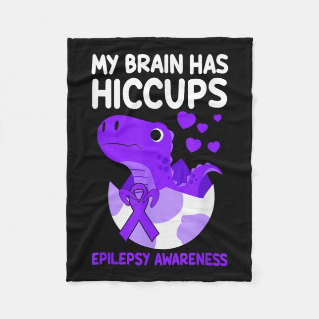 My Brain Has Hiccups Purple Ribbon Epilepsy Fleece Blanket (Front)
