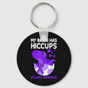 My Brain Has Hiccups Purple Ribbon Epilepsy Key Ring