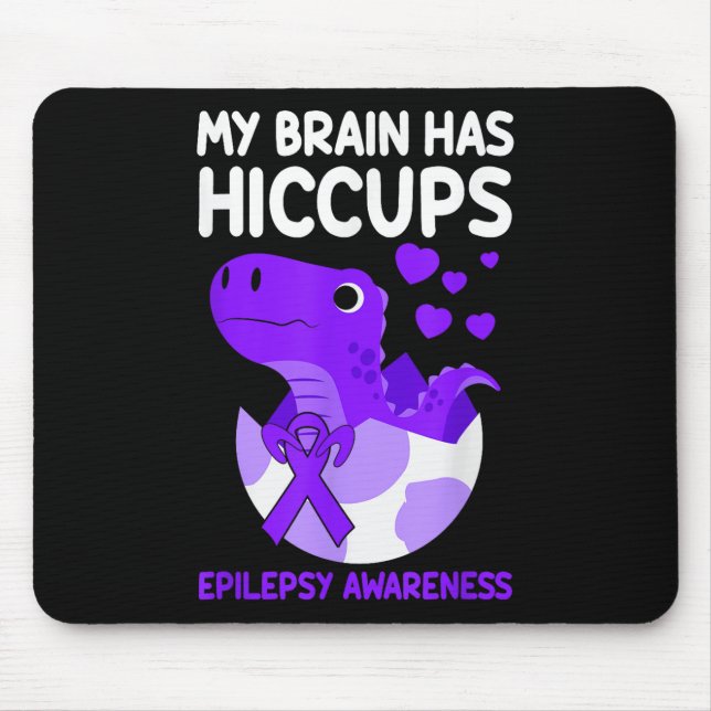 My Brain Has Hiccups Purple Ribbon Epilepsy Mouse Mat (Front)