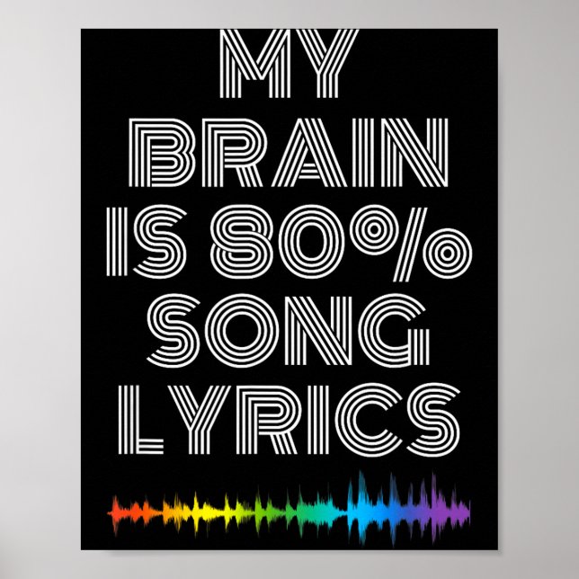 My Brain Is 80% Song Lyrics Funny Music Lover  Poster (Front)