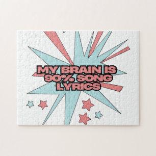 My Brain is 90% Song Lyrics – Funny Retro Pop Art Jigsaw Puzzle