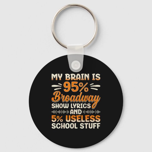 My Brain Is 95% Broadway Lyrics Nerd Musical Theat Key Ring (Front)