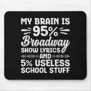 My Brain Is 95% Broadway Lyrics Nerd Musical Theat Mouse Mat