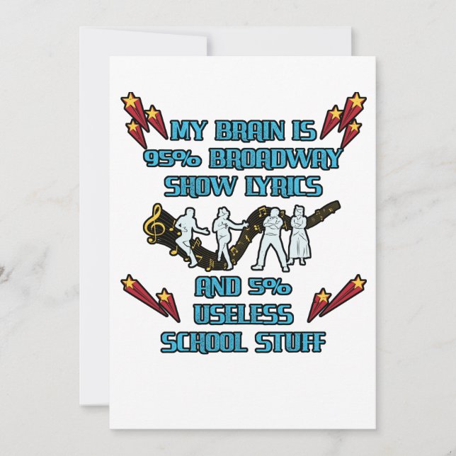 My Brain Is 95% Broadway Show Lyrics Actor Actress Thank You Card (Front)