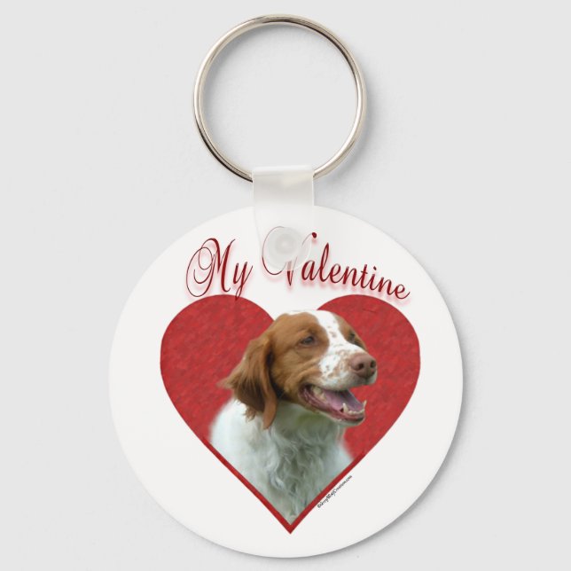 My Brittany Spaniel Valentine Key Ring (Front)