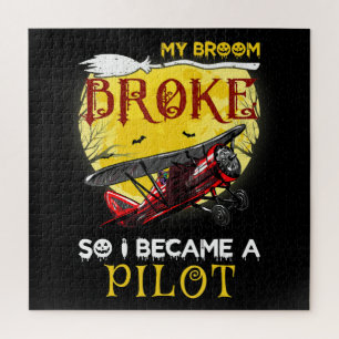 My Broom Broke So I Became Pilot Halloween Gift Jigsaw Puzzle