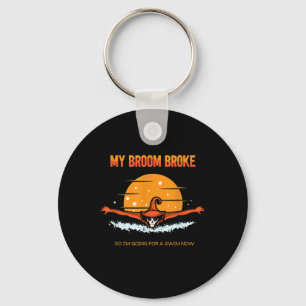 My Broom Broke Swimming Halloween Outfit Design Key Ring