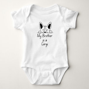 'My Brother is a Corgi' Playful Dog Loving Family Baby Bodysuit