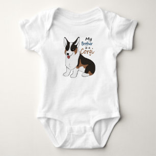 My brother is a Tricolor Corgi Baby Bodysuit