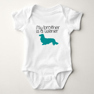 My Brother is a Wiener Long Hair Dachshund Outfit Baby Bodysuit