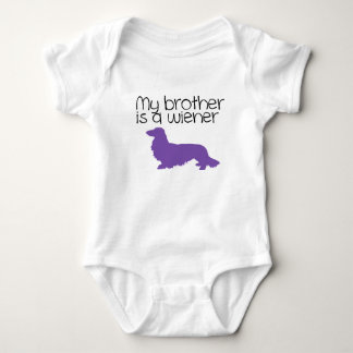 My Brother is a Wiener Long Hair Dachshund Outfit Baby Bodysuit