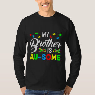 My Brother Is Awesome Puzzle Piece Autism Awarenes T-Shirt