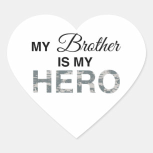 My Brother is my Hero Digital Camouflage Heart Sticker