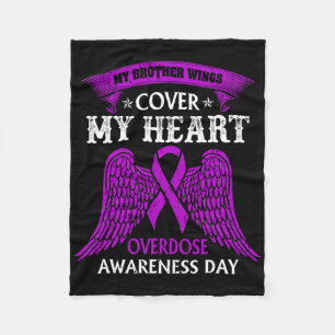 My Brother Wings Cover My Heart Overdose Awareness Fleece Blanket