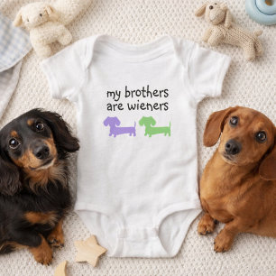 My Brothers are Wieners   Double Dachshund  Baby Bodysuit