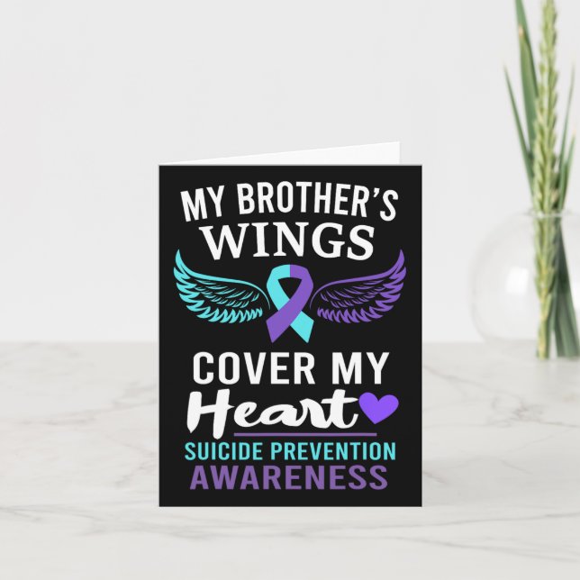 My Brother's Wings Cover Heart Suicide Awareness R Card (Front)