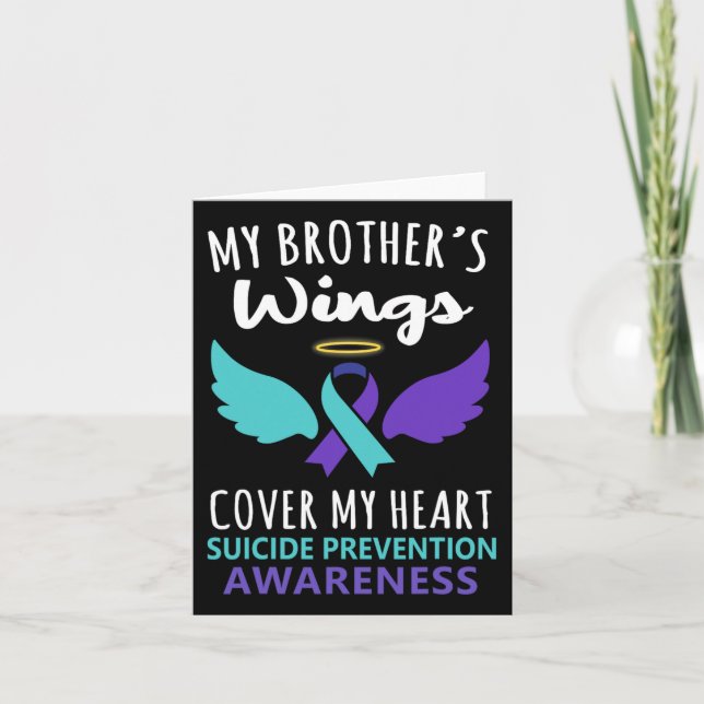 My Brother's Wings Cover Heart Suicide Awareness R Card (Front)