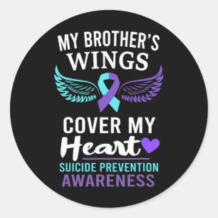 My Brother's Wings Cover Heart Suicide Awareness R Classic Round Sticker