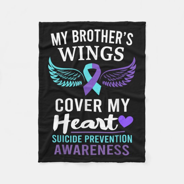 My Brother's Wings Cover Heart Suicide Awareness R Fleece Blanket (Front)